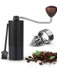 1pc Manual Coffee Grinder, 20g Capacity, CNC Stainless Steel Conical Burr, 12 Adjustable Grind Settings, Walnut Wood Handle, Suitable For French Press, Drip Coffee, Espresso, Great For Travel/Camping/Home Use, Back To School Essential