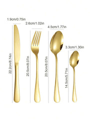 12/16/24pcs Set Stainless Steel Cutlery Set With Storage Box, Gift Box, Suitable For Home, Kitchen, Wedding, Party,Kitchen,Christmas Gift