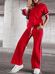 Women's Round Neck Short Sleeve Two Piece Suit