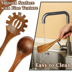 10pcs Wooden Cooking Utensil Set, Boxwood Kitchen Tools Set, Suitable For Non-Stick Pans & Cookware, Includes Spoons & Spatulas, Sturdy, Lightweight, Heat Resistant