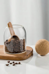 1pc Glass Coffee Jar Storage Jar Tea Jar Sealed Cork Glass Jar Coffee Bean Dried Fruit Storage Jar Back To School