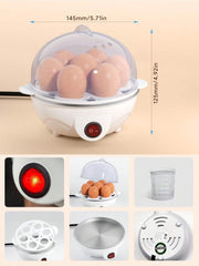 Rapid Egg Cooker, 7 Egg Capacity Electric Egg Cooker For Hard Boiled Eggs, Poached Eggs, Scrambled Eggs, Or Omelets With Auto Shut Off Feature-EU Plug