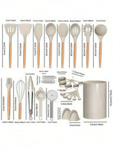 36pcs Silicone Kitchen Cooking Utensils, Heat-Resistant Cooking Utensils Set Of Wooden Handles, Non-Stick Kitchen Gadgets, Including Scraper Spoons, Pizza Knives, Kitchen Stuff Kitchen Accessories Home Kitchen Items