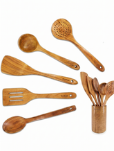 5pcs Wooden Cooking Utensil Set, Including Wok Spatula, Natural Wooden Kitchen Tools, Slotted Spoon, Ladle, Wooden Turner, Tableware Set, Wooden Spatula And Spoon