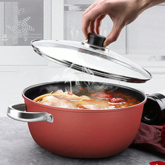 New Nonstick Marble Coated Stockpot With Two Handles, Thick Cookware For Home, Suitable For Stewing, Cooking Soup, Daily Use On All Stove Types