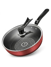 24cm Red/Green/Uncovered/Covered/Crystal Inlaid Non-Stick Frying Pan, Thick Bottom, Low Smoke, Suitable For Gas & Electric Stove Seafood Boil