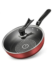 24cm Red/Green/Uncovered/Covered/Crystal Inlaid Non-Stick Frying Pan, Thick Bottom, Low Smoke, Suitable For Gas & Electric Stove Seafood Boil