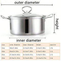 1pc Stainless Steel Mini Cooking Pot, Suitable For Electric And Gas Stoves, With See-Through Glass Lid, Ideal For Individual, Home Use Or Hot Pot Seafood Boil