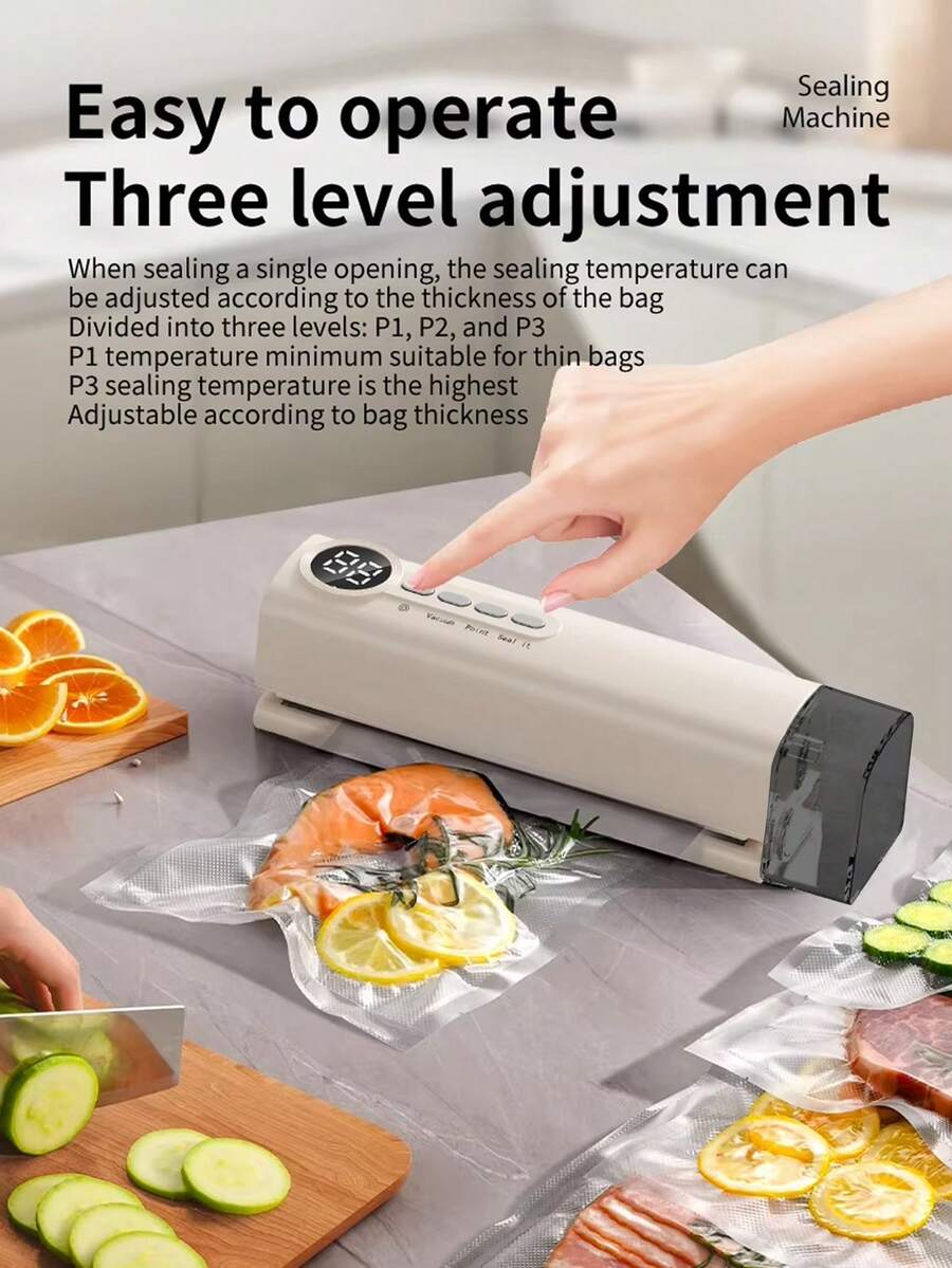 1pc 62KPa Wireless Vacuum Sealer, USB 1200mAh Rechargeable Automatic Airtight Food Vacuum Sealer With Magnetic Design, High Suction Vacuum Sealer - Easy Food Preservation, Extend Freshness - Wireless Design, Space-Saving, Convenient For Home Use