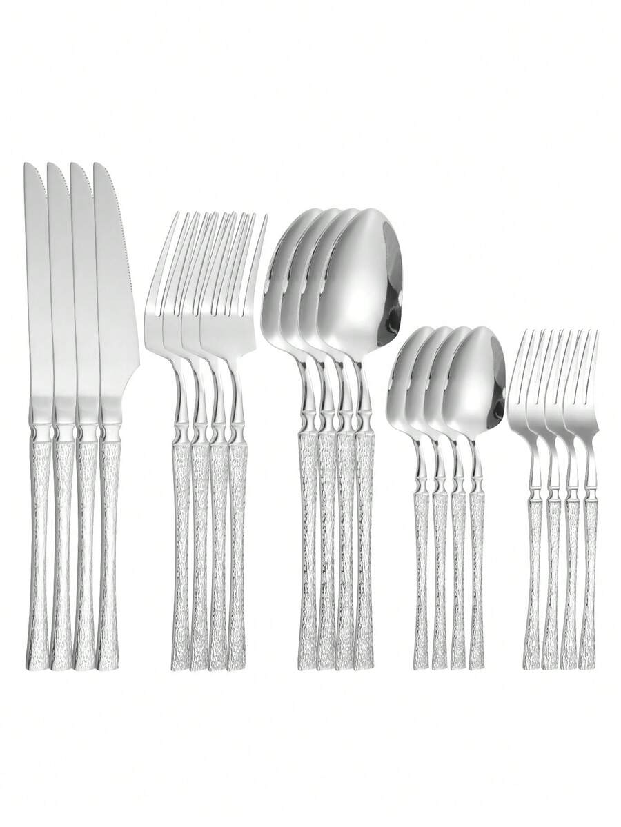 20pcs/30pcs Stainless Steel Cutlery Set, Knife Fork Spoon Suitable For Kitchen, Restaurant, Wedding, Party, Holiday Gift