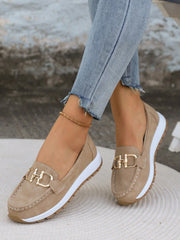 Women's Breathable Leather Loafers – Slip-On Comfort Wedge Shoes