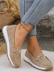 Women's Breathable Leather Loafers – Slip-On Comfort Wedge Shoes