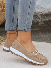 Women's Breathable Leather Loafers – Slip-On Comfort Wedge Shoes