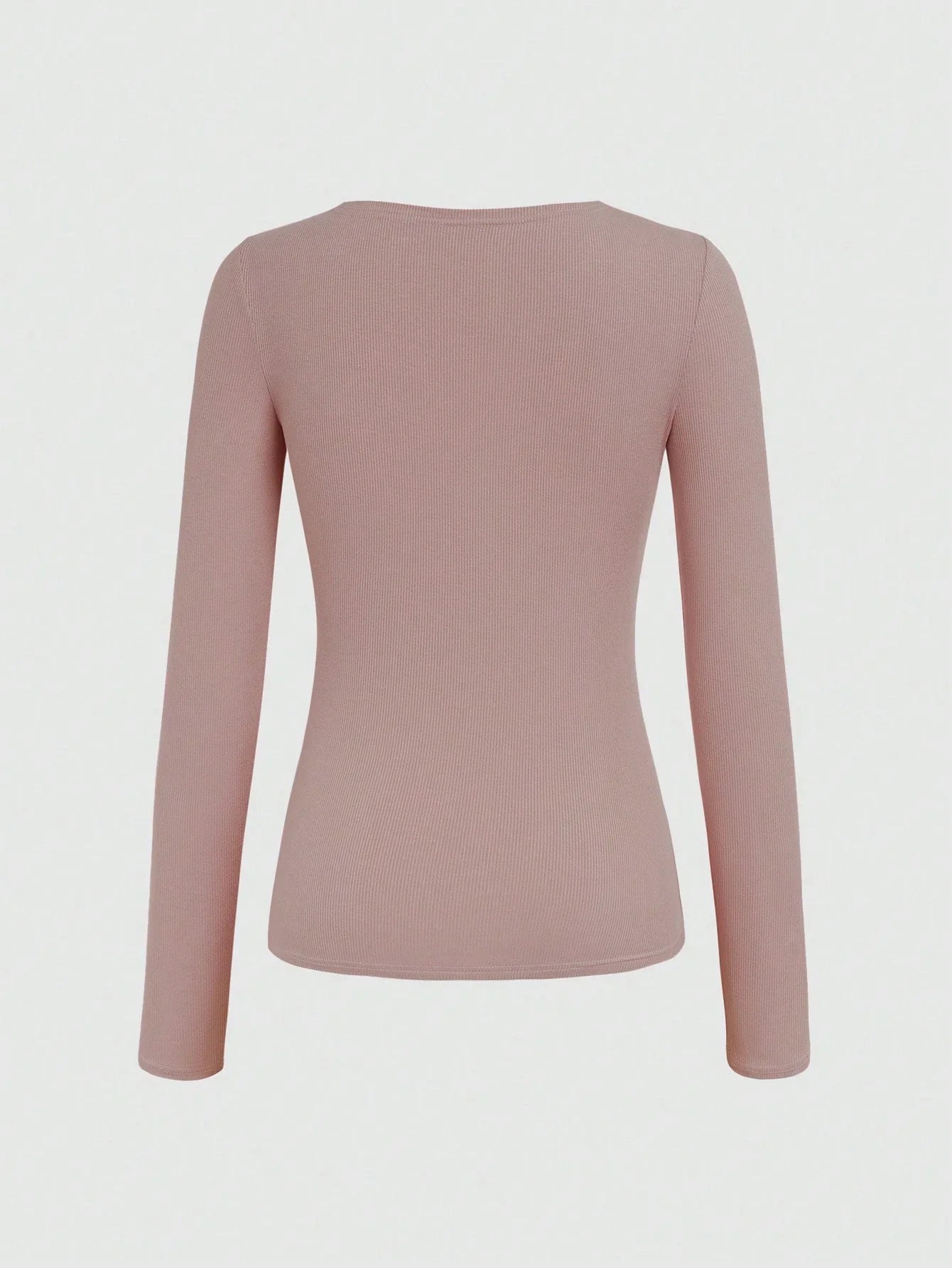 Women's Ribbed Button Long Sleeve Top – Slim Fit Casual Scoop Neck T-Shirt
