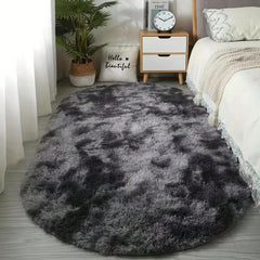 Tie-Dye Oval Plush Area Rug – Soft Thickened Carpet for Bedroom & Living Room