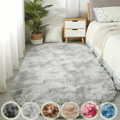 Tie-Dye Oval Plush Area Rug – Soft Thickened Carpet for Bedroom & Living Room