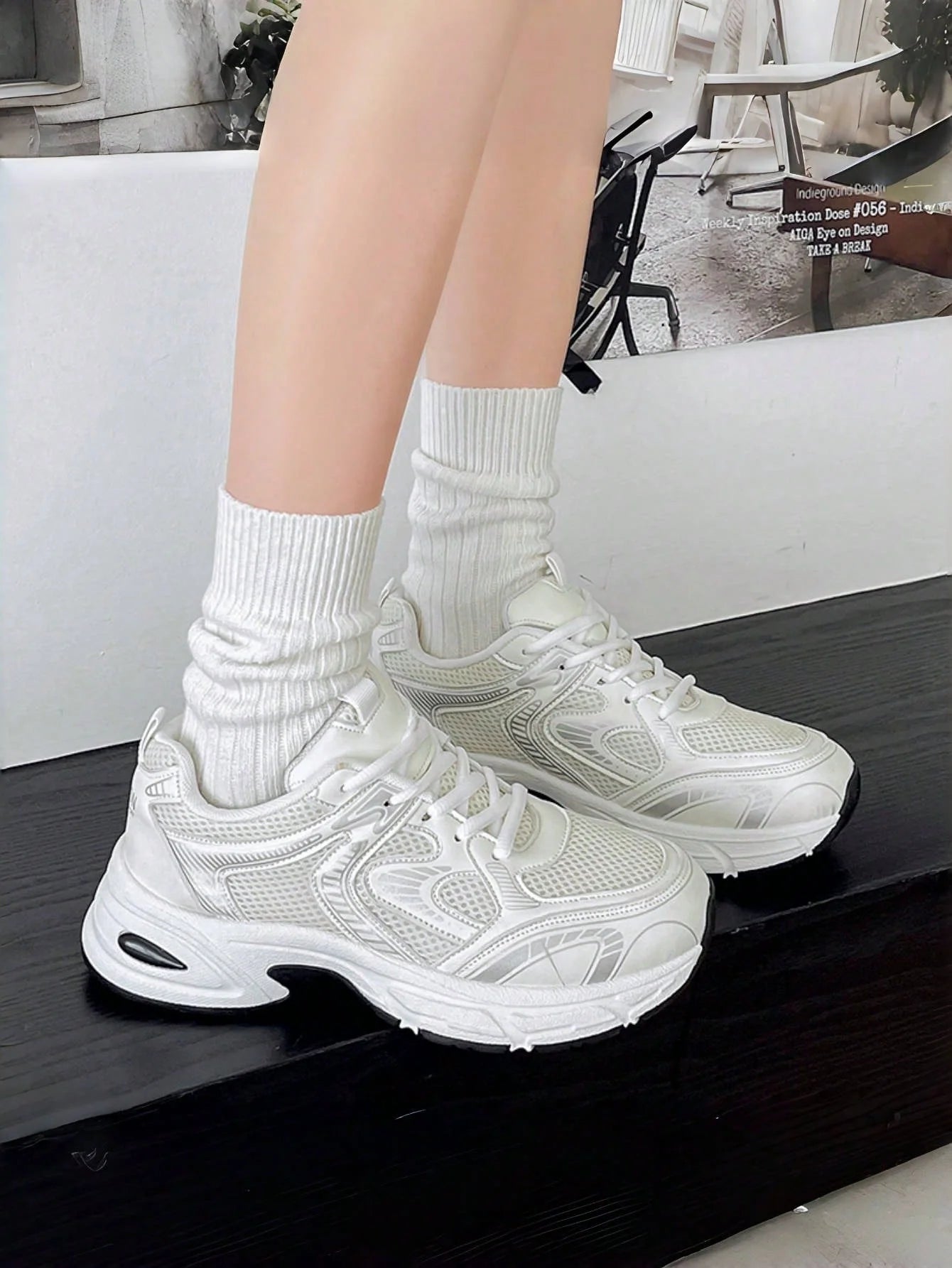 Women's Chunky Sneakers – Breathable Lace-Up Casual Walking Shoes