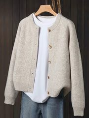 Women's Soft Knit Button Cardigan – Loose Fit Long Sleeve Sweater Jacket
