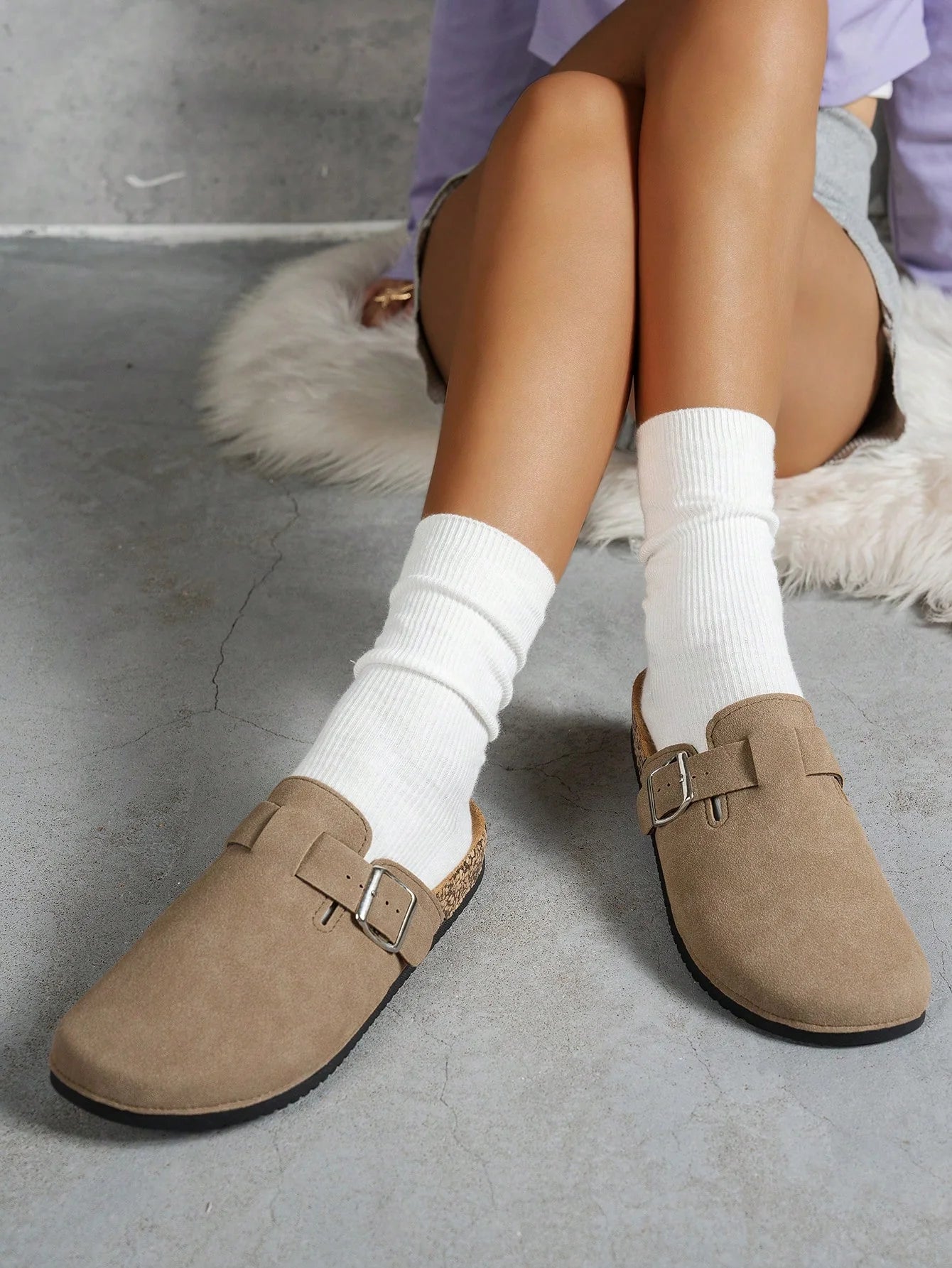 Women's Suede Mule Slippers – Cozy Slip-On Clogs with Optional Fleece Lining