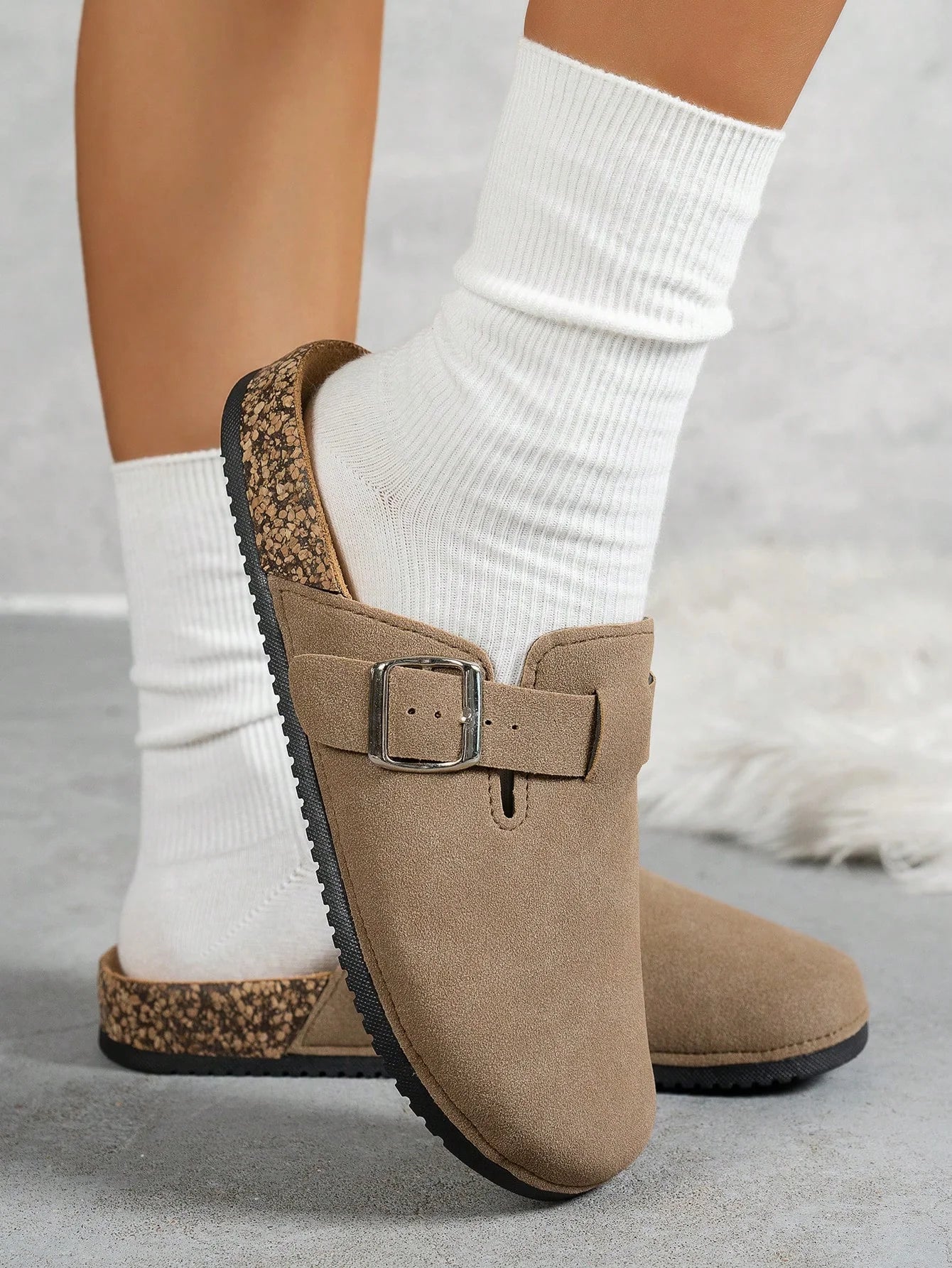 Women's Suede Mule Slippers – Cozy Slip-On Clogs with Optional Fleece Lining