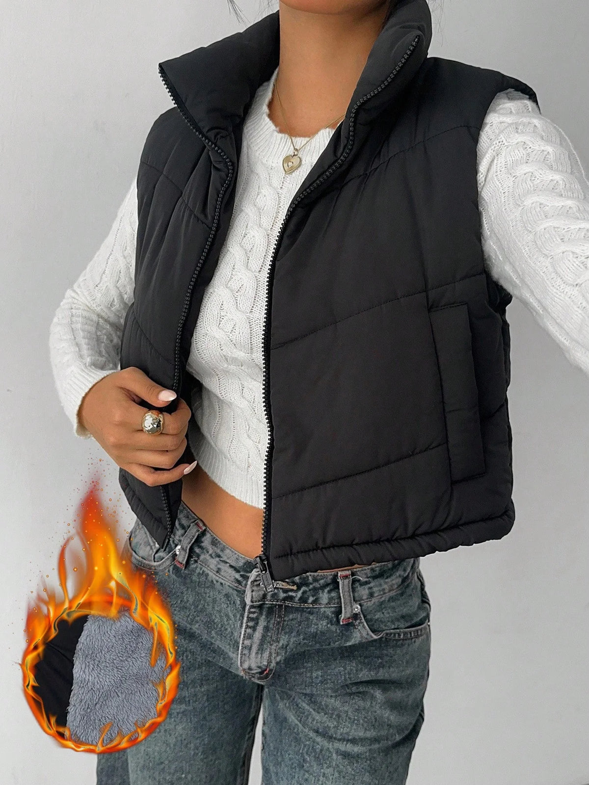 Women's Reversible Puffer Vest – Casual Zip-Up Sleeveless Winter Jacket