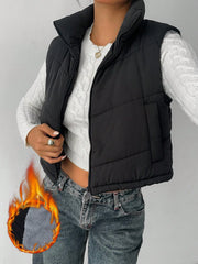 Women's Reversible Puffer Vest – Casual Zip-Up Sleeveless Winter Jacket