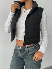 Women's Reversible Puffer Vest – Casual Zip-Up Sleeveless Winter Jacket