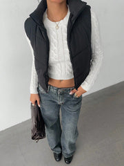 Women's Reversible Puffer Vest – Casual Zip-Up Sleeveless Winter Jacket