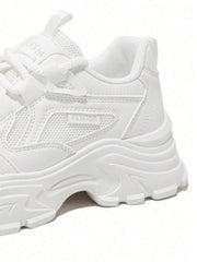 Women's Hidden Wedge Sneakers – Chunky Platform Lace-Up Casual Shoes
