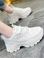 Women's Hidden Wedge Sneakers – Chunky Platform Lace-Up Casual Shoes