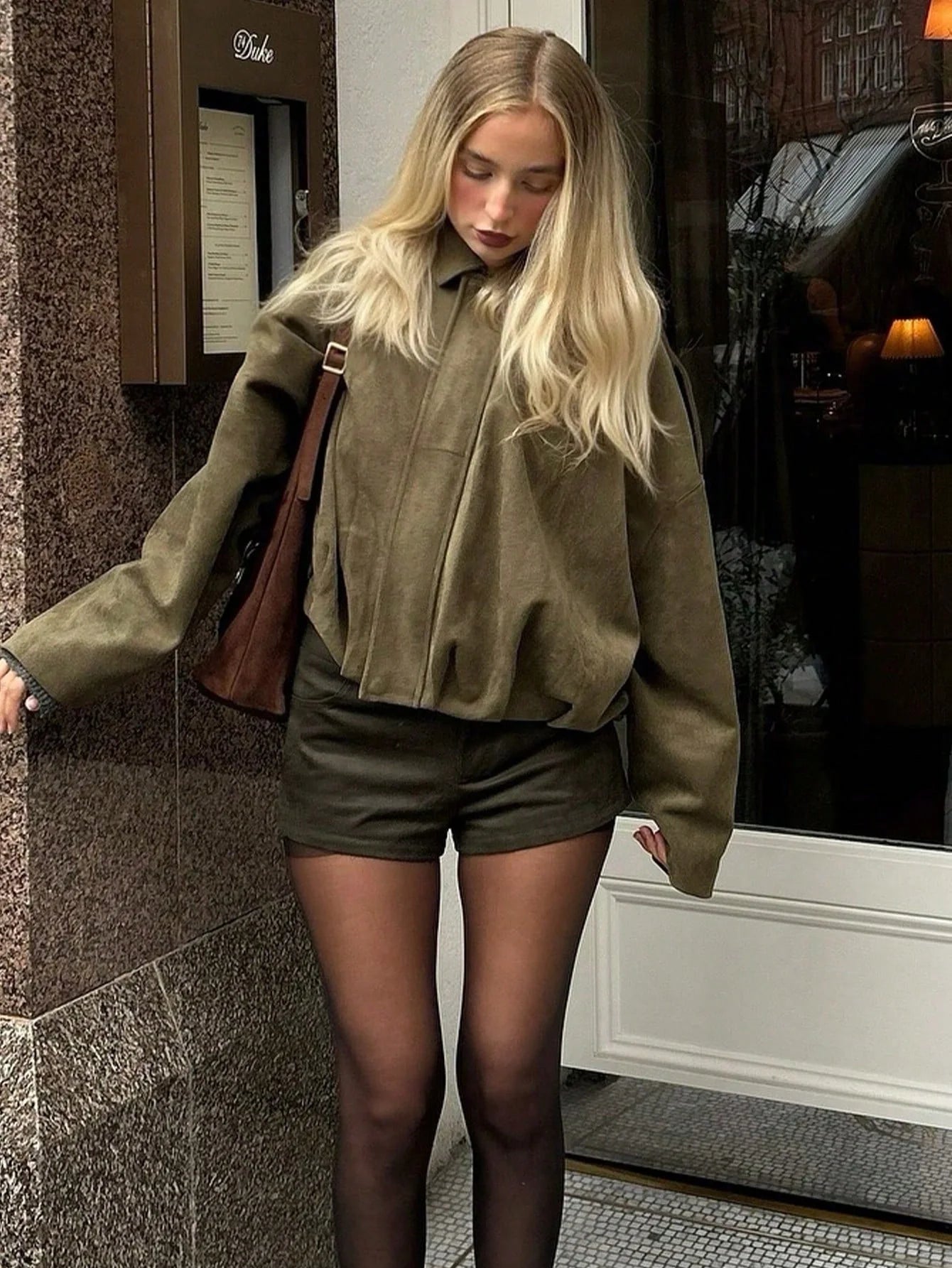 Women's Lightweight Bomber Jacket – Stand Collar Casual Zip-Up Coat