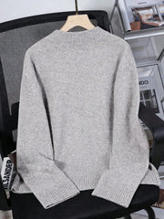 Women's Loose Knit Sweater – Casual Drop Shoulder Stand Collar Pullover
