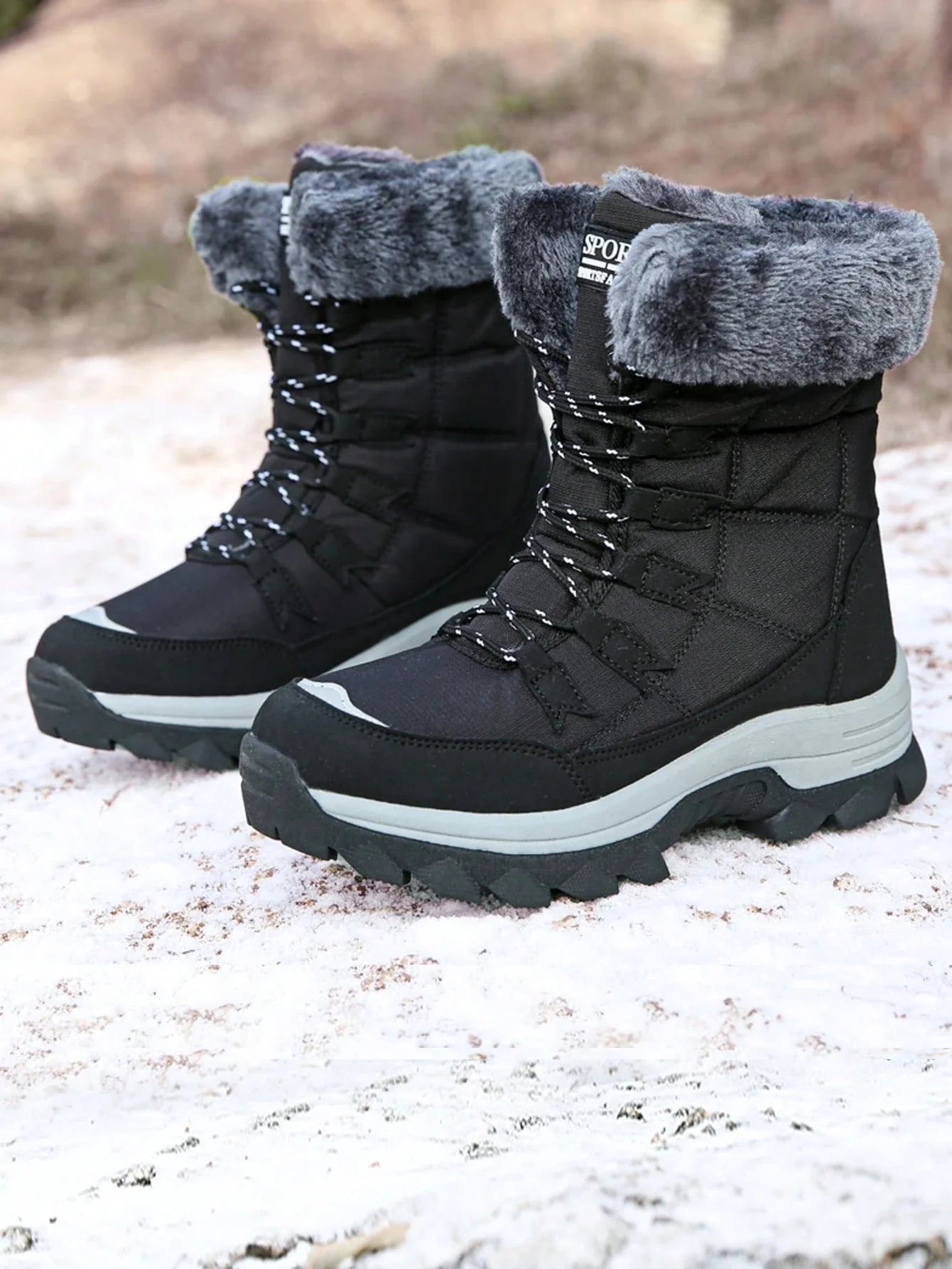 Women's Warm Snow Boots – Anti-Slip Mid-Calf Winter Hiking Boots