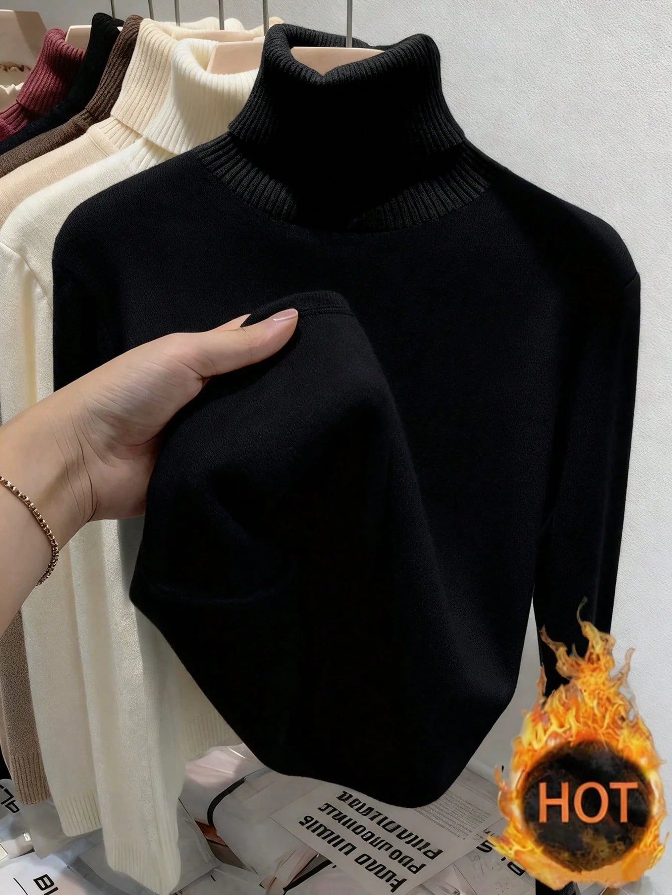 Women's Thermal Lined High Neck Top – Slim Fit Long Sleeve Pullover