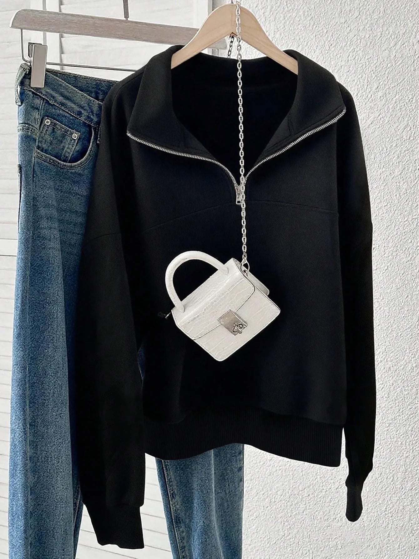 Women's Oversized Half-Zip Hoodie Pullover – Casual Loose Fit Fall Sweatshirt