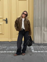 Women's Faux Suede Jacket – Casual Button Zip Long Sleeve Coat