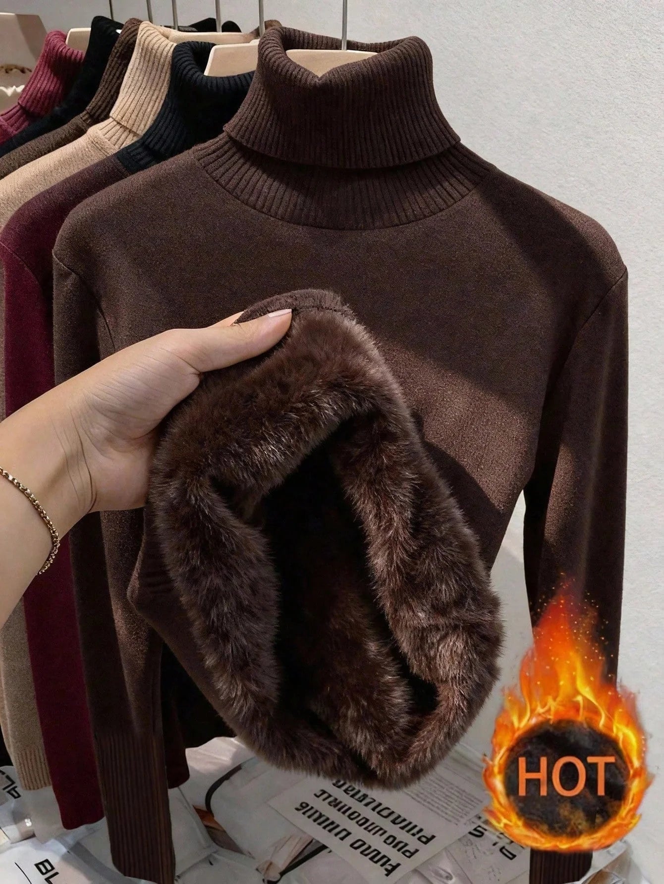 Women's Thermal High Neck Knit Sweater – Slim Fit Seamless Pullover