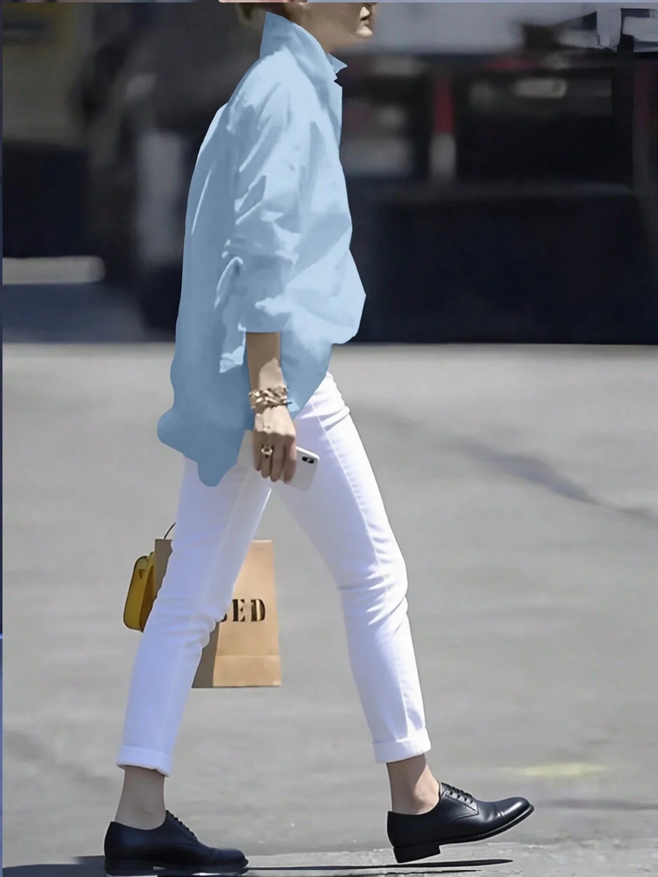 Women's Polo Collar Casual Shirt – Loose Fit Elegant Long Sleeve Blouse