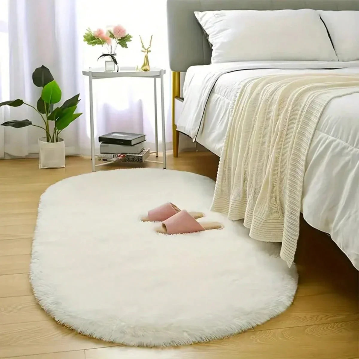 Tie-Dye Oval Plush Area Rug – Soft Thickened Carpet for Bedroom & Living Room