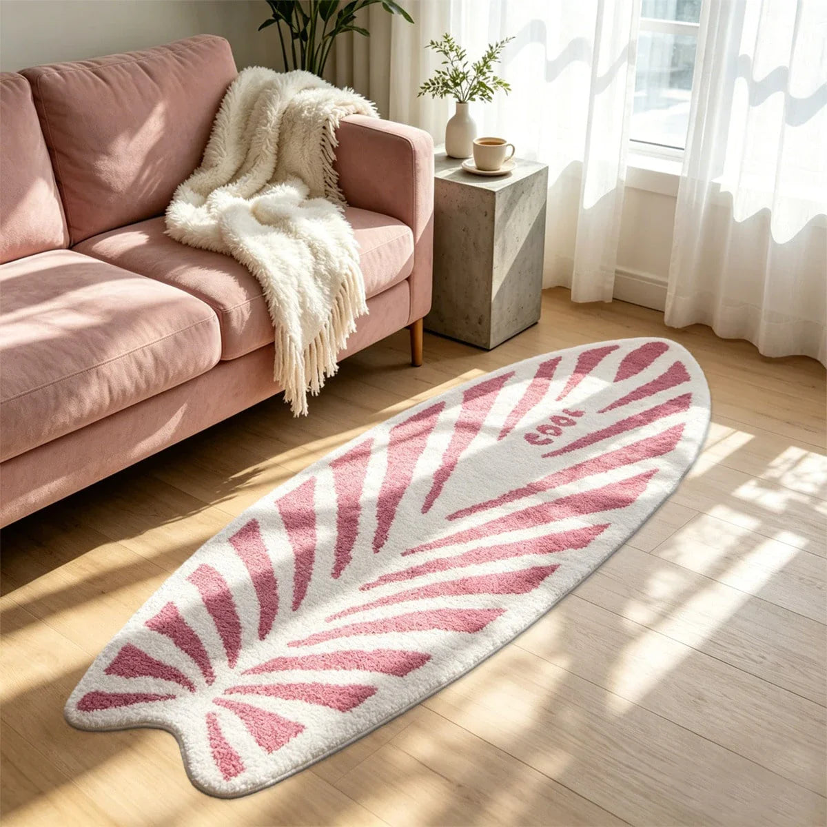 Surfboard Shaped Area Rug – Soft Non-Slip Decorative Carpet for Bedroom & Living Room