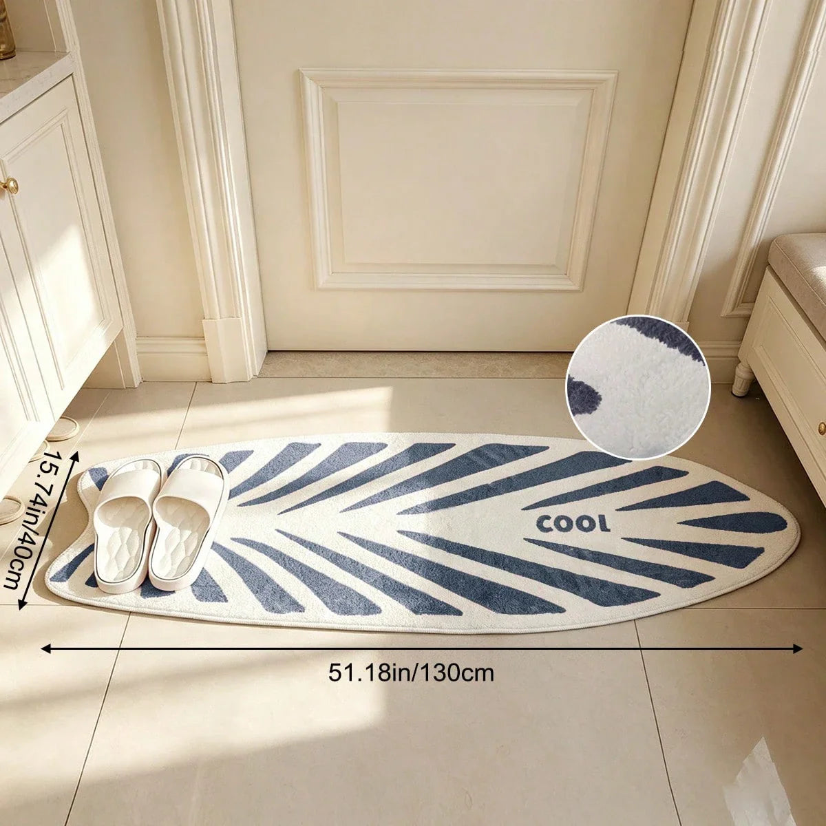 Surfboard Shaped Area Rug – Soft Non-Slip Decorative Carpet for Bedroom & Living Room