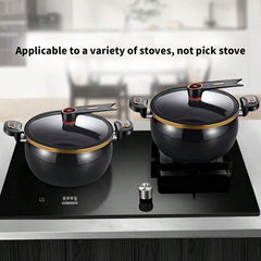 1pc Multi-Functional Soup Pot, Drum-Shaped Large Capacity Cooking Pot, Large Capacity Non-Stick Pot, Suitable For Cooking And Stewing, Applicable To Induction Cooker And Gas Stove, Multi-Functional Large Capacity Braising Pot For Home Use