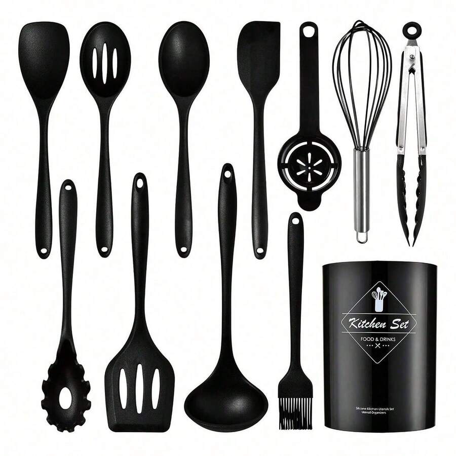 15pcs/Set Non-Stick Silicone Cookware Set, Heat Resistant Cooking Utensils Including Spatula, Ladle, High Temperature Silicone Kitchen Tools