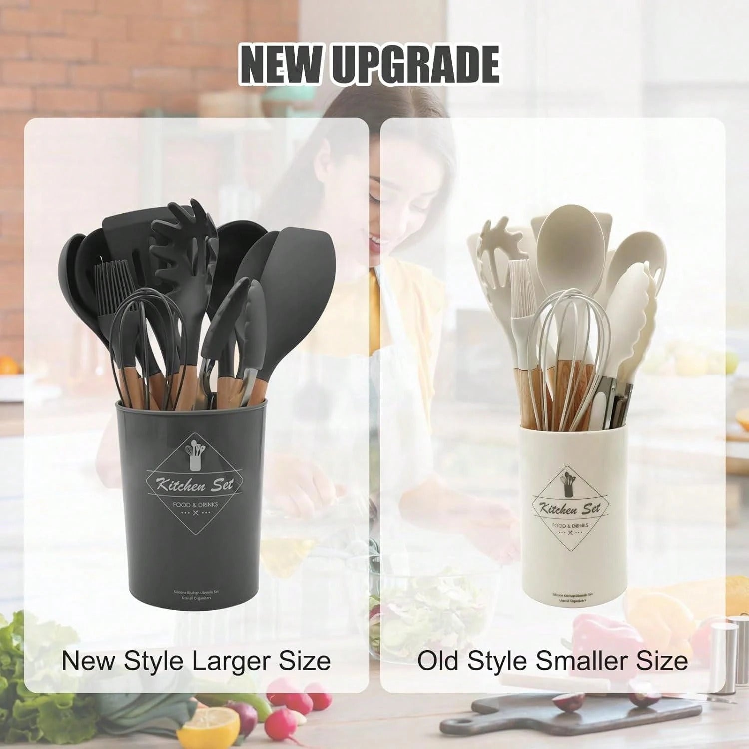 44pcs/Set Wooden Handle Silicone Kitchen Utensil Set, Heat Resistant Non-Stick Cookware, Suitable For Cooking And Baking, Ideal For Christmas