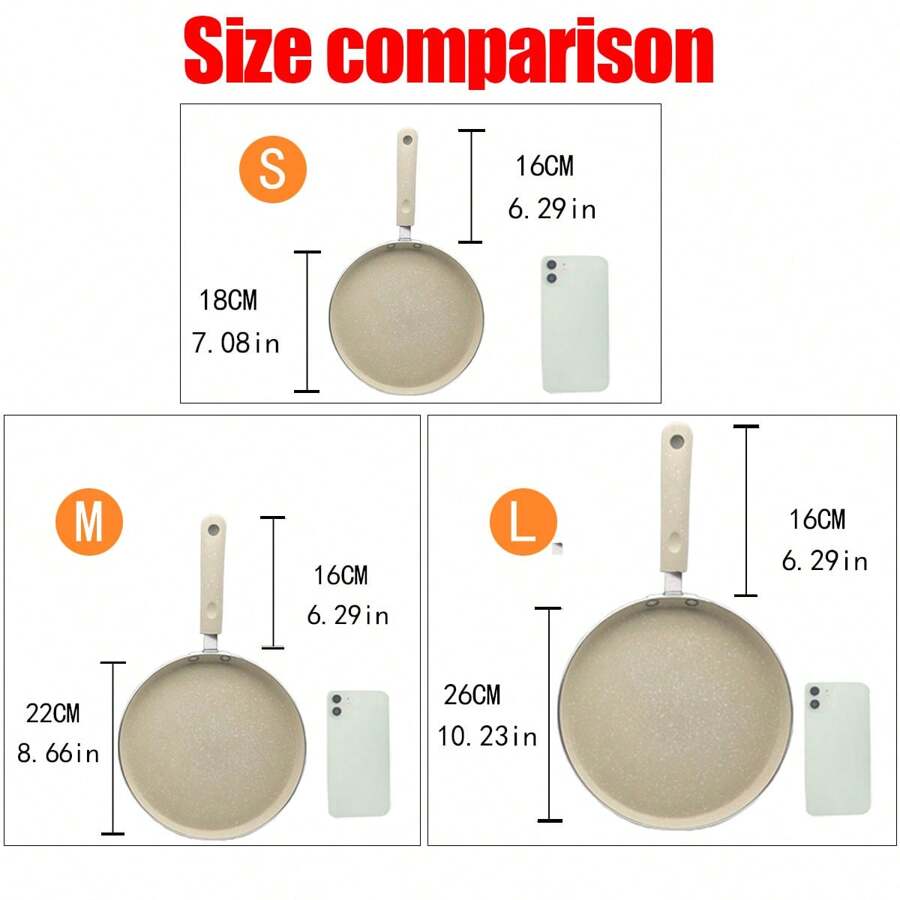 1pc Cream-White Pancake Aluminum Pan, Suitable For Breakfast, Gas And Induction Cooktop, Omelette & Crepe Maker