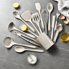 15pcs/Set Non-Stick Silicone Cookware Set, Heat Resistant Cooking Utensils Including Spatula, Ladle, High Temperature Silicone Kitchen Tools