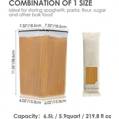 Large Food Storage Containers 5.2L / 6.5L, 1/2/3 Pieces Plastic Airtight Food Storage Canisters For Flour, Sugar, Baking Supplies, Kitchen Organization Bulk Food Canisters