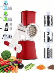 1 Set Rotary Cheese Grater, Kitchen Rotary Shredder With 3 Blades, Vegetable Slicer, Quick Cheese Grater For Vegetables And Nuts