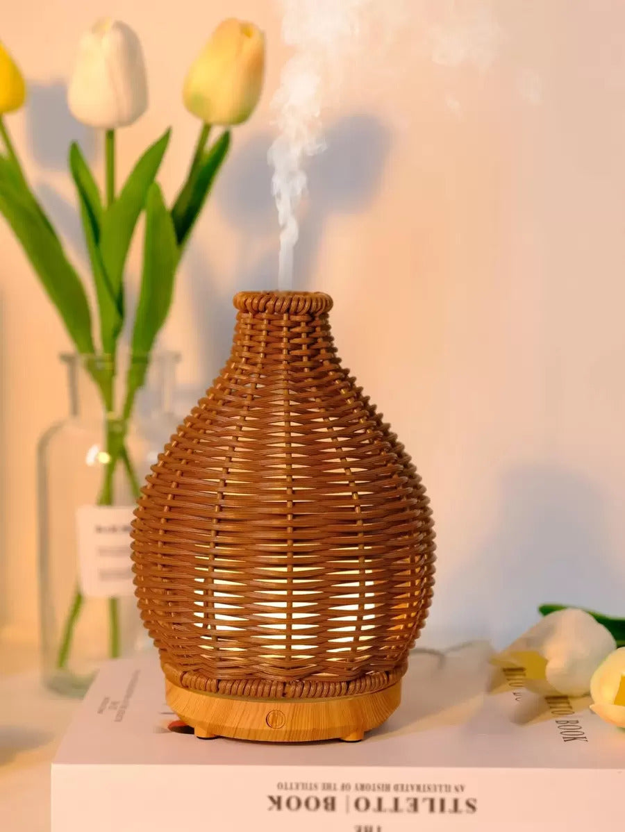 1pc USB 5V 80ml PP Rattan Craft Ultrasonic Aroma Diffuser Humidifier, Suitable For Small Rooms Aroma Diffusion And Humidification