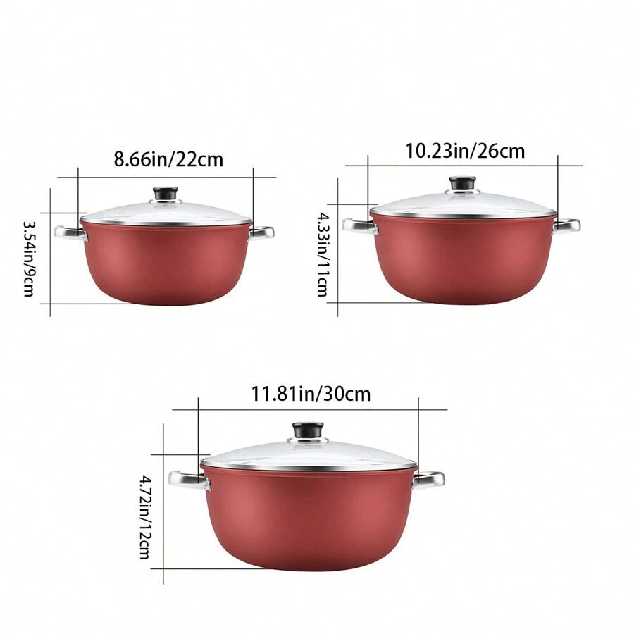New Nonstick Marble Coated Stockpot With Two Handles, Thick Cookware For Home, Suitable For Stewing, Cooking Soup, Daily Use On All Stove Types